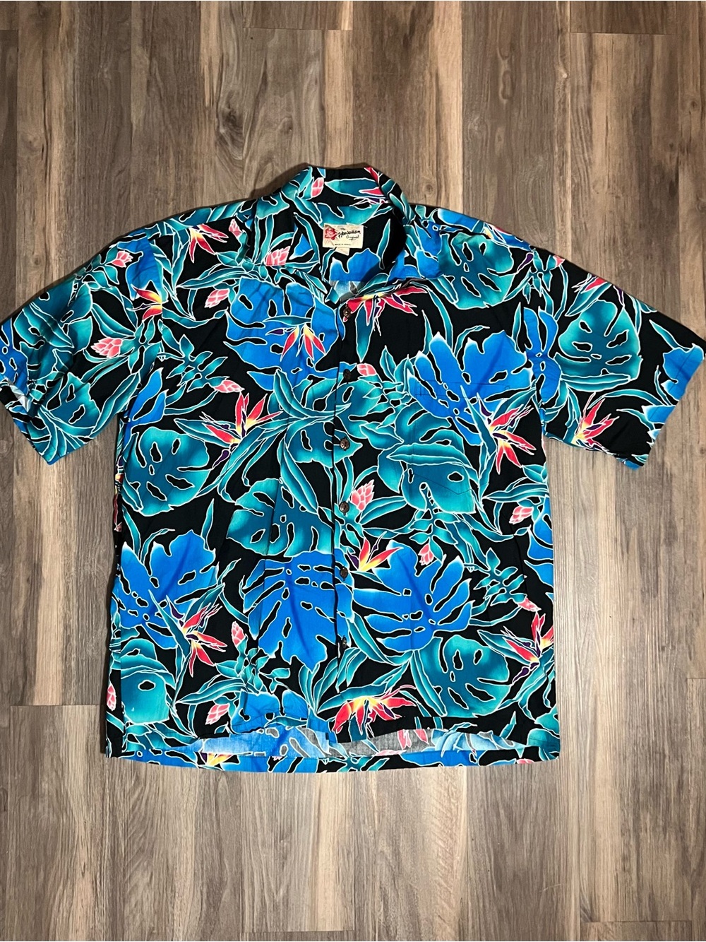 Vintage Hilo Hattie Button Up Shirt Size XL Hawaiian Aloha Hibiscus Floral USA